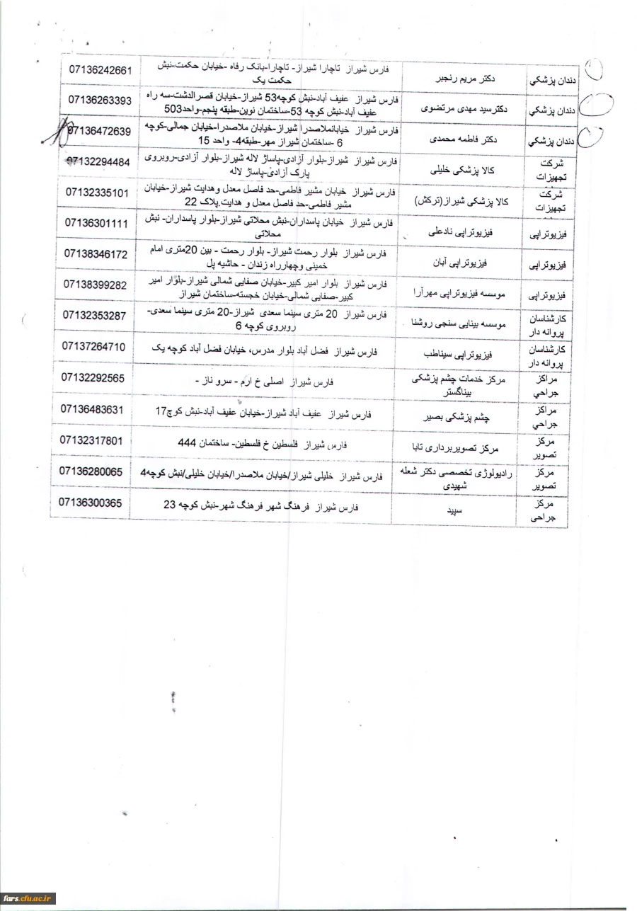 مراکز درمانی طرف قرار داد با بیمه ایران جهت اطلاع همکاران  4