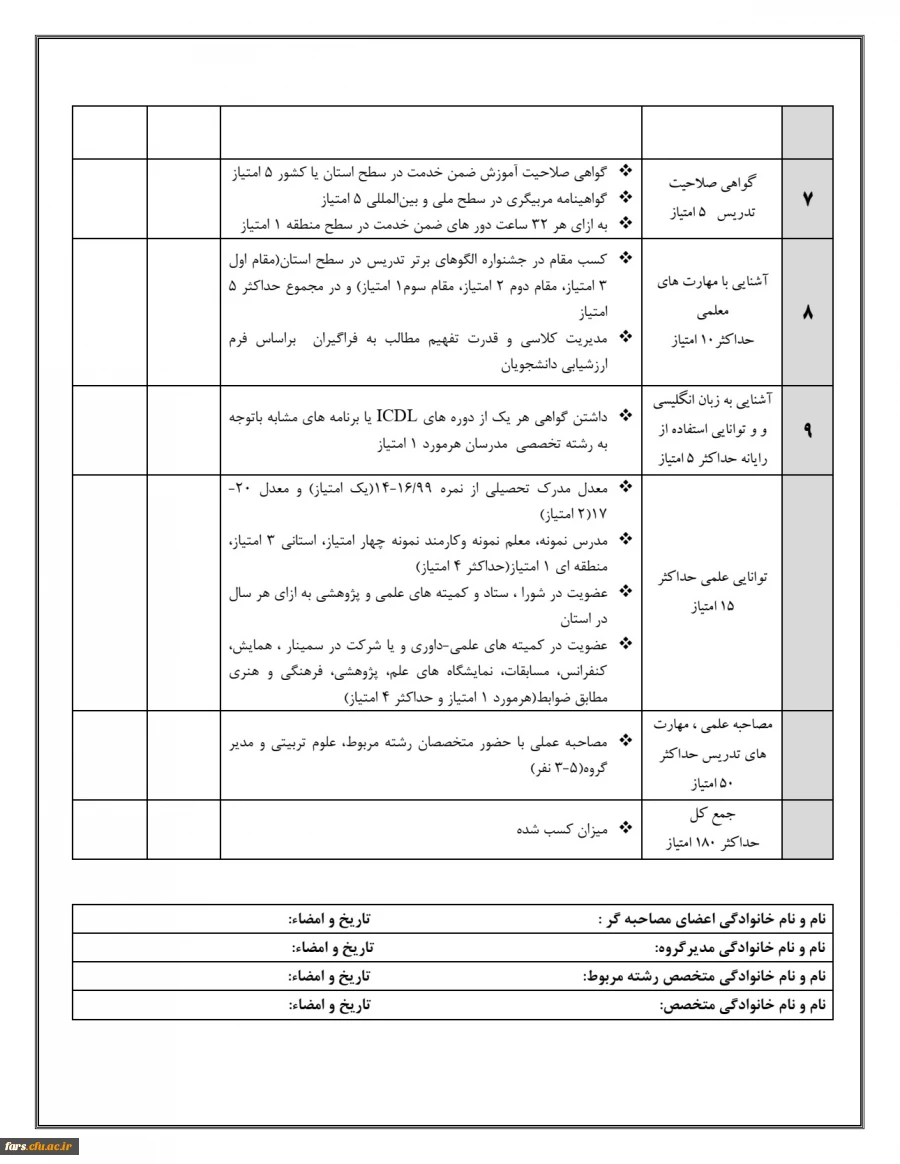فرم صلاحیت تدریس ص 2