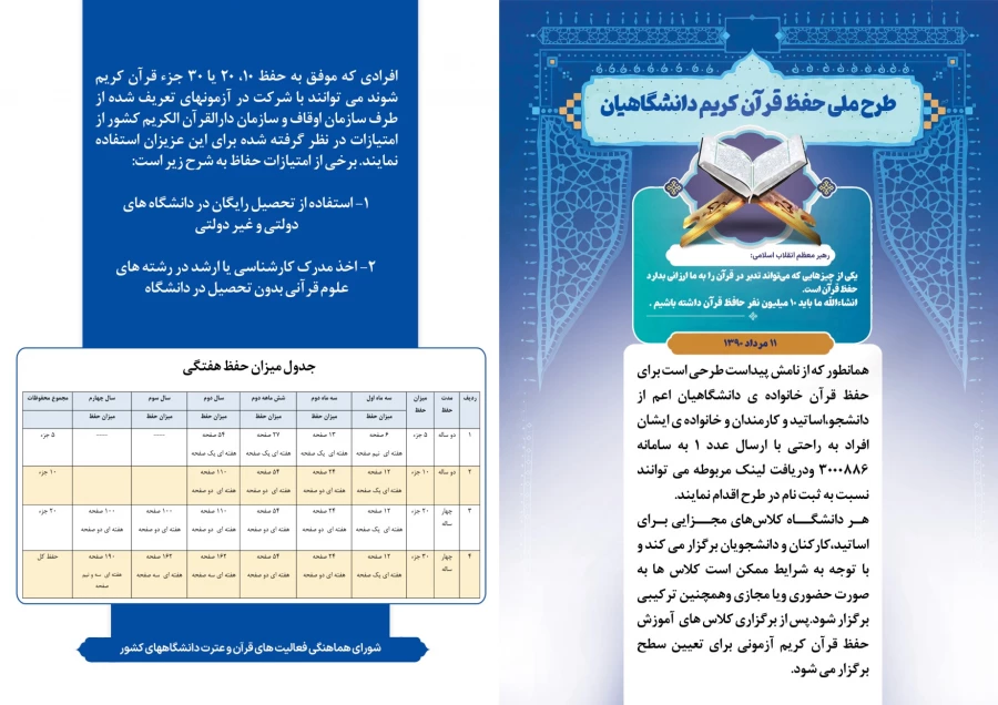 طرح ملی حفظ قرآن کریم دانشگاهیان ویژه دانشجومعلمان، اساتید، کارکنان دانشگاه 2